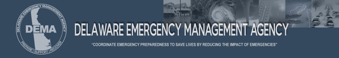 Delaware Emergency Management Banner showing weather related emergencies